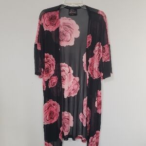 Love Maternity Kimono Womens OS Black Dark Floral Sheer Open Tunic Whimsigoth